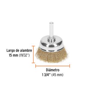 Carda de copa 1-3/4" alambre grueso para taladro - TRUPER