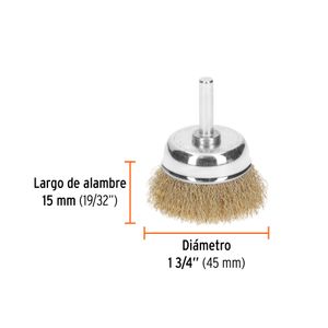 Carda de copa 1-3/4" alambre fino para taladro - TRUPER