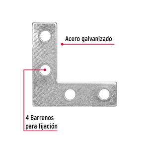Bolsa con 24 escuadras planas cantoneras 1-1/2"x1-1/2" - TRUPER