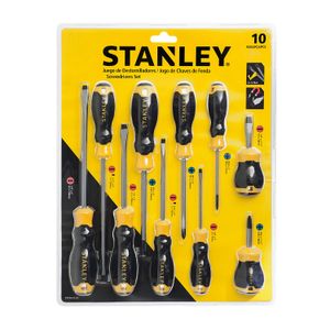 Juego de desarmadores con mangos diseñados ergonómicamente para mayor torque; pack x 10 - STANLEY
