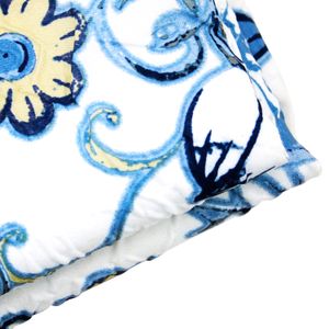 Cortina De ducha impresa de 180 x 180 cm con ganchos, diseño floreado azul. - PALM SPRINGS HOMES