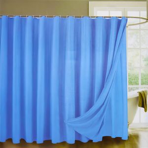 Juego de cortina de ducha Azul de doble material con anillos. - PALM SPRINGS HOMES