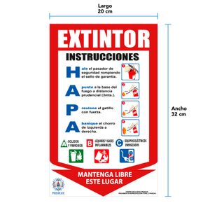 Letrero EXTINTOR ABC de PVC rígido de 2 mm x 32 x 20 cm. - PREDEXE