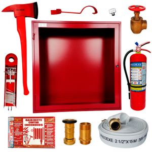 KIT GABINETE metálico CONTRA INCENDIOS de 80 x 79 x 19 cm completo de 10 piezas. - PREDEXE