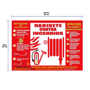 Letrero GABINETE CONTRA INCENDIOS de PVC rígido de 2 mm x 34 x 24 cm. - PREDEXE