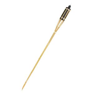 Antorcha sencilla de diseño TIKI de bamboo con recipiente superior metálico. - K HOME