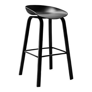 Silla para bar sin respaldo de color negro con patas metálicas. - WRT