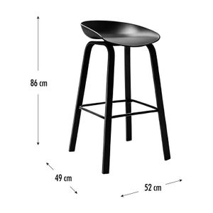 Silla para bar sin respaldo de color negro con patas metálicas. - WRT
