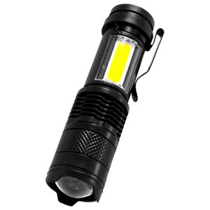 Mini linterna LED recargable negra de 3W con LEDs COB de alta eficiencia. - SYLVANIA