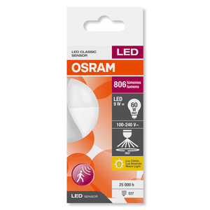 Foco LED CLASSIC SENSOR de 9W con luz amarilla de 806 lm y base E27. - LEDVANCE