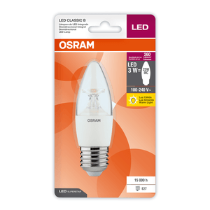 Foco LED VELA CLASSIC CLEAR de 3W con luz amarilla de 260 lm y base E27. - LEDVANCE
