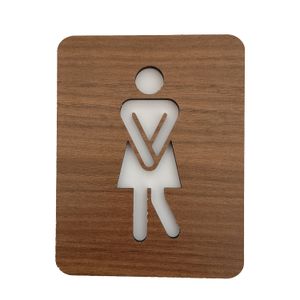 Letrero maderado de BAÑO MUJER de 15 x 12 cm. - STICKY IDEA