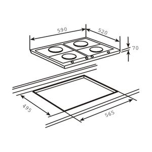 Cocina encimera EW 60 de 4 zonas de 60 cm y parrillas de hierro fundido. - TEKA