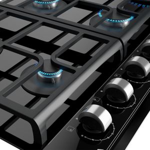 Cocina encimera Cristal Gas GZC 96310 XBB de 6 zonas con función ExactFlame en 900 mm. - TEKA