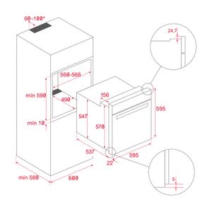 Horno empotrable convencional HBB 510 con sistema de limpieza HydroClean de 595 x 595 mm. - TEKA