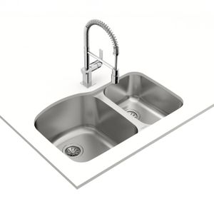 Fregadero Bajo Tope BE 2C 800D curvo de acero inoxidable de 2 cubetas de 530 x 800 mm. - TEKA