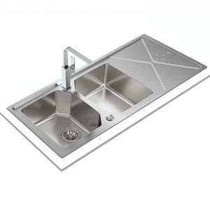 Fregadero BROOKLYN REV 80 2C 1E de acero inoxidable con 2 cubetas y escurridor de 1164 x 504 mm. - TEKA