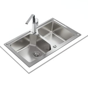 Fregadero BROOKLYN REV 90 2C de acero inoxidable con 2 cubetas de 864 x 504 mm. - TEKA