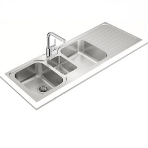 Fregadero CLASSIC reversible de acero inoxidable con 2 cubetas y 1 rebosadero de 1400 x 500 mm. - TEKA