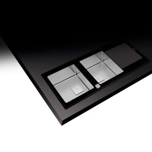 Fregadero DIAMOND PureLine RS15 2C reversible de cristal con 2 cubetas y 1 escurridor de - TEKA