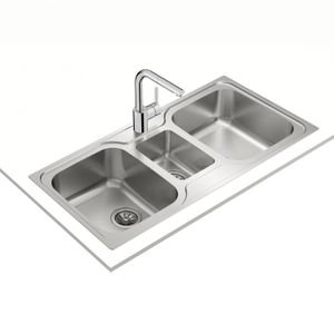 Fregadero CLASSIC 2C de acero inoxidable para empotrar de 2 cubetas y media de 1000 x 500 mm. - TEKA