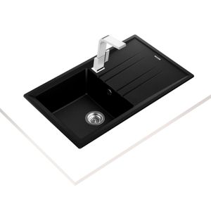 Fregadero STONE 50 B-TG 1C reversible de Tegranite+ NEGRO de 1 cubeta de 860 x 510 mm. - TEKA