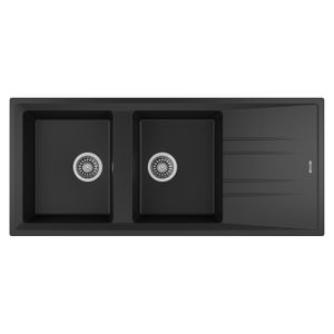 Fregadero STONE 80 B-TG 2C reversible de Tegranite+ CARBON de 2 cubetas de 1160 x 510 mm. - TEKA