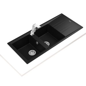 Fregadero STONE 80 B-TG 2C reversible de Tegranite+ CARBON de 2 cubetas de 1160 x 510 mm. - TEKA