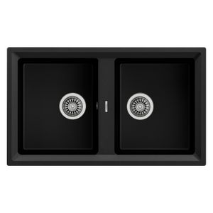 Fregadero STONE 90 B-TG 2C reversible de Tegranite+ CARBON de 2 cubetas de 860 x 510 mm. - TEKA