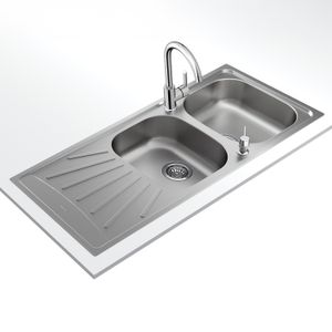 Fregadero TEKAWAY STARBRIGHT 80 2C reversible de acero inoxidable de 2 cubetas de 1160 x 500 mm. - TEKA