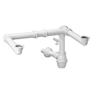 Desagüe de 1-1/2" salvaespacio doble para 2 cubetas. - TEKA
