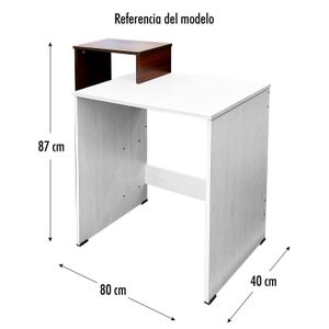 Escritorio grulla de 87 x 80 x 40 cm color nogal con repisas. - MUEBLE FACIL