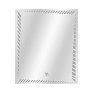 Espejo rectangular vertical de 60 x 80 cm con luz led y textura de líneas diagonales para baño - ORGILL