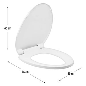 Asiento blanco tipo "Slow down" con diseño envolvente para inodoro alargado - K HOME