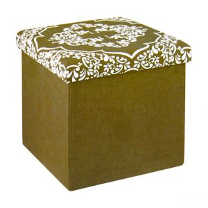 Puff de almacenamiento plegable color café con diseño ELEGANTE - K PRO