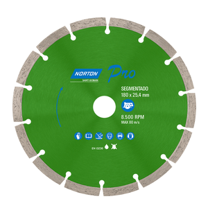 Disco diamantado corte PRO segmentado de 7" de diametro, 22mm orificio central - NORTON