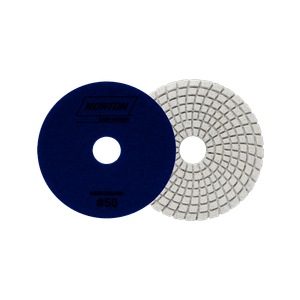 Disco flexible para pulir mármol de 4" de diametro, 20 mm orificio central grano G50 - NORTON