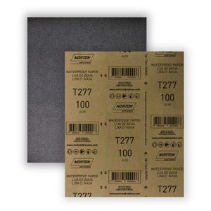 Lija al agua T277 de óxido de aluminio de 230mm x 280 mm grano G100 - NORTON