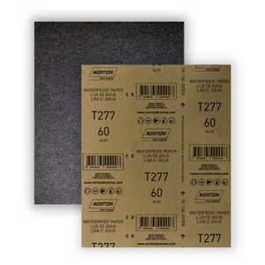 Lija al agua T277 de óxido de aluminio de 230mm x 280 mm grano G60 - NORTON