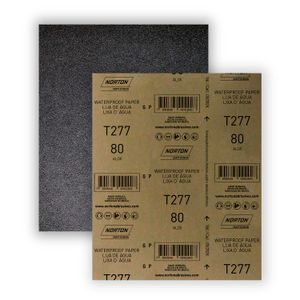 Lija al agua T277 de óxido de aluminio de 230mm x 280 mm grano G80 - NORTON