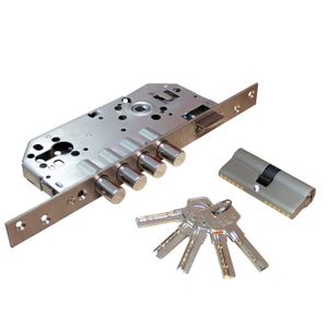 Cerradura de seguridad multipunto plateada de acero inoxdable para puerta principal (1 punto) - DIHER