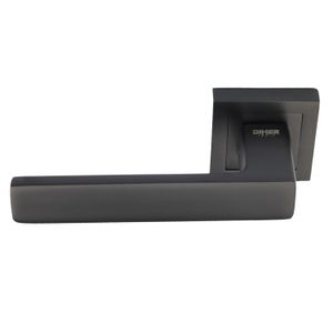 Juego de manija MORONI cuadrada Negra Mate de aluminio para puerta principal. - DIHER