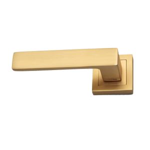 Juego de manija AGATA cuadrada Oro Mate de aluminio para puerta principal. - DIHER