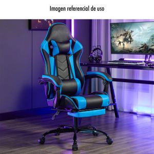 Silla GAMER de altura ajustable, color negro con azul. - WRT