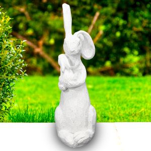 Adorno para jardín de 10 x 15 x 33 cm en forma de "Conejo bebé con su madre". - K HOME