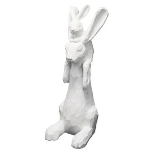 Adorno para jardín de 15 x 15 x 33 cm en forma de "Conejo con cría". - K HOME