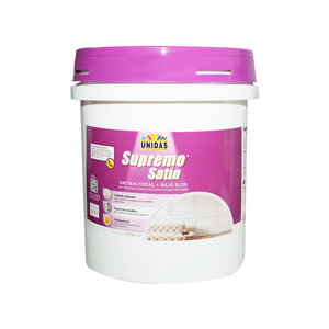 Pintura látex SUPREMO SATIN Blanco Hueso satinado antibacterial CANECA - PINTURAS UNIDAS
