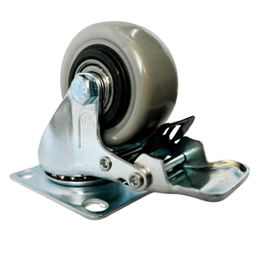 Garrucha giratoria de 2" con rueda de PVC gris y freno Carga: 50 kg. - RYG