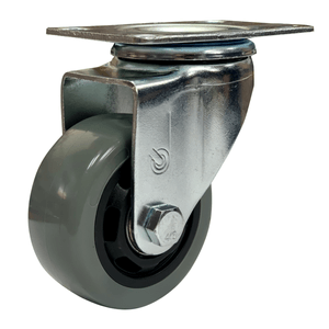 Garrucha giratoria de 3" con rueda de PVC gris Carga: 90 kg. - RYG