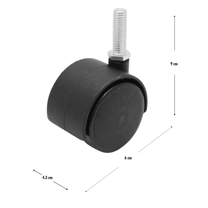 Garrucha-de-2-pulgadas-con-2-llantas-de-nylon-rigido-y-anclaje-roscado-3-8-de-360º.-CARGA-LIVIANA-de-40-kg.